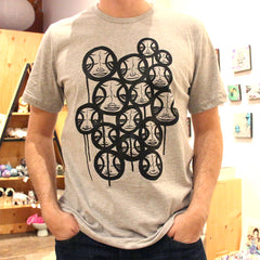 T-Shirt - Faces In The Sky, Heather Grey With Black