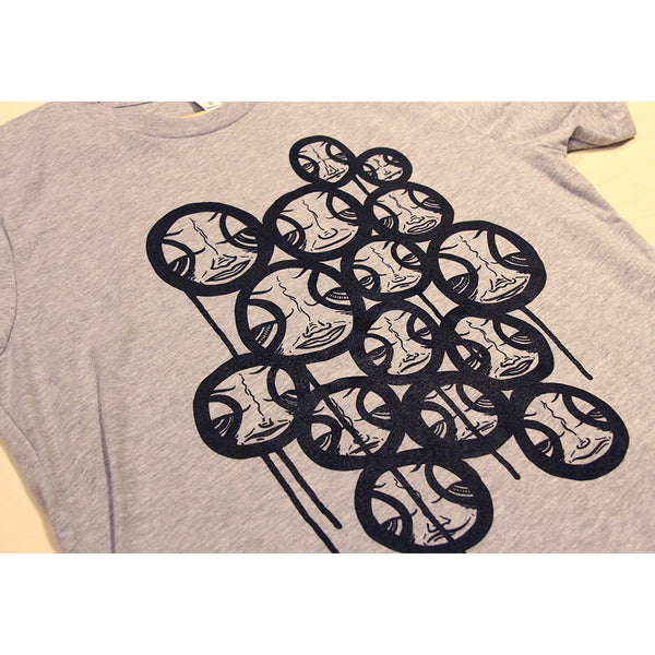 T-Shirt - Faces In The Sky, Heather Grey With Black